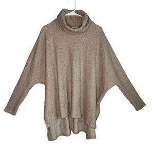 Story Oversized Turtleneck Tunic Sweater Size Small Oatmeal Long Dolman Sleeves